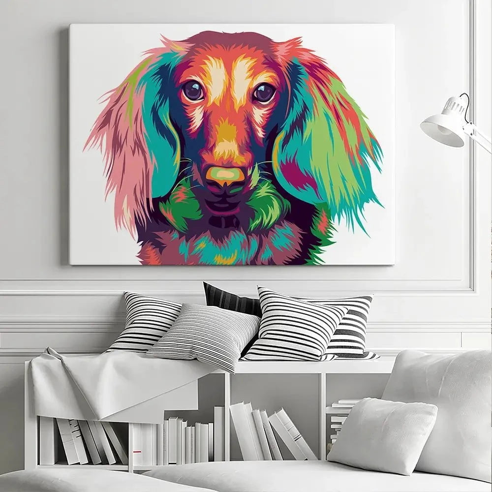 Colourful Dachshund Canvas Print Colourful Dachshund Canvas Print wall art product asnan_ad / Shutterstock