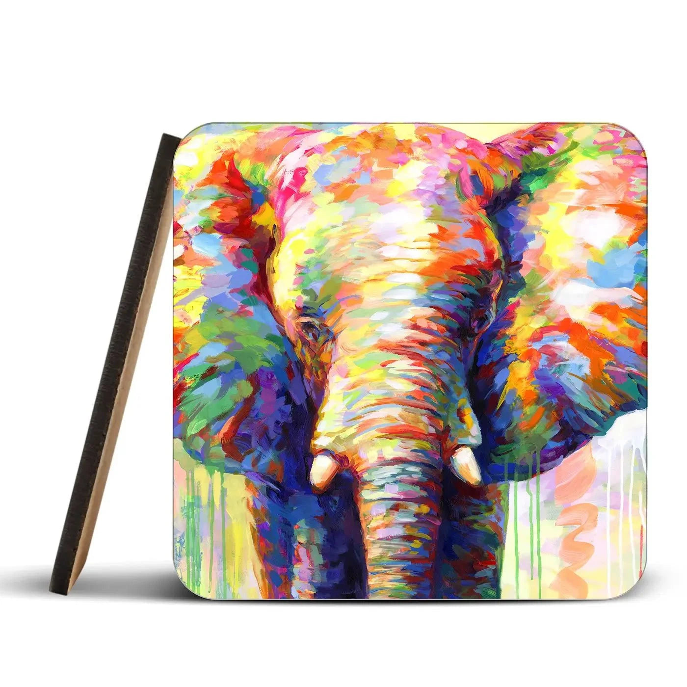 Colourful Elephant Coaster Set Rainbow Soul Tree Coaster Set | Rainbow Soul Tree Art Coasters wall art product Leon Devenice