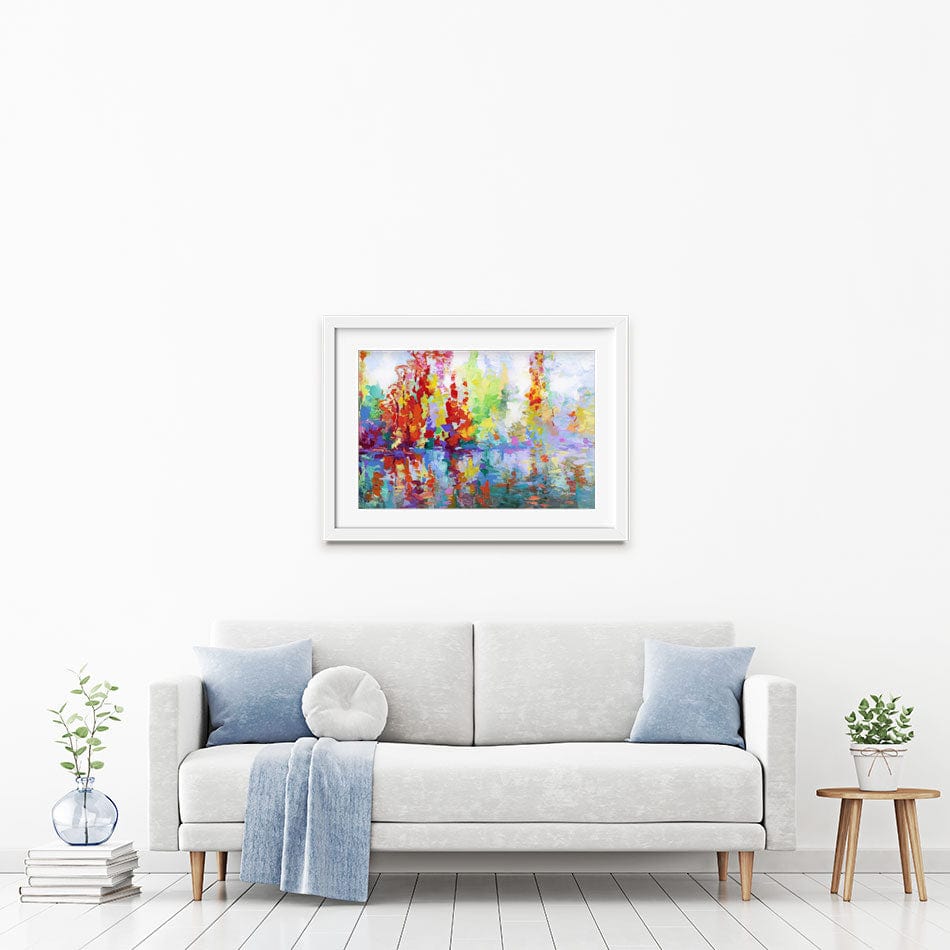 Colourful Forest By The Lake Framed Art Print wall art product Leon Devenice