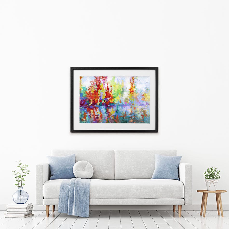 Colourful Forest By The Lake Framed Art Print wall art product Leon Devenice