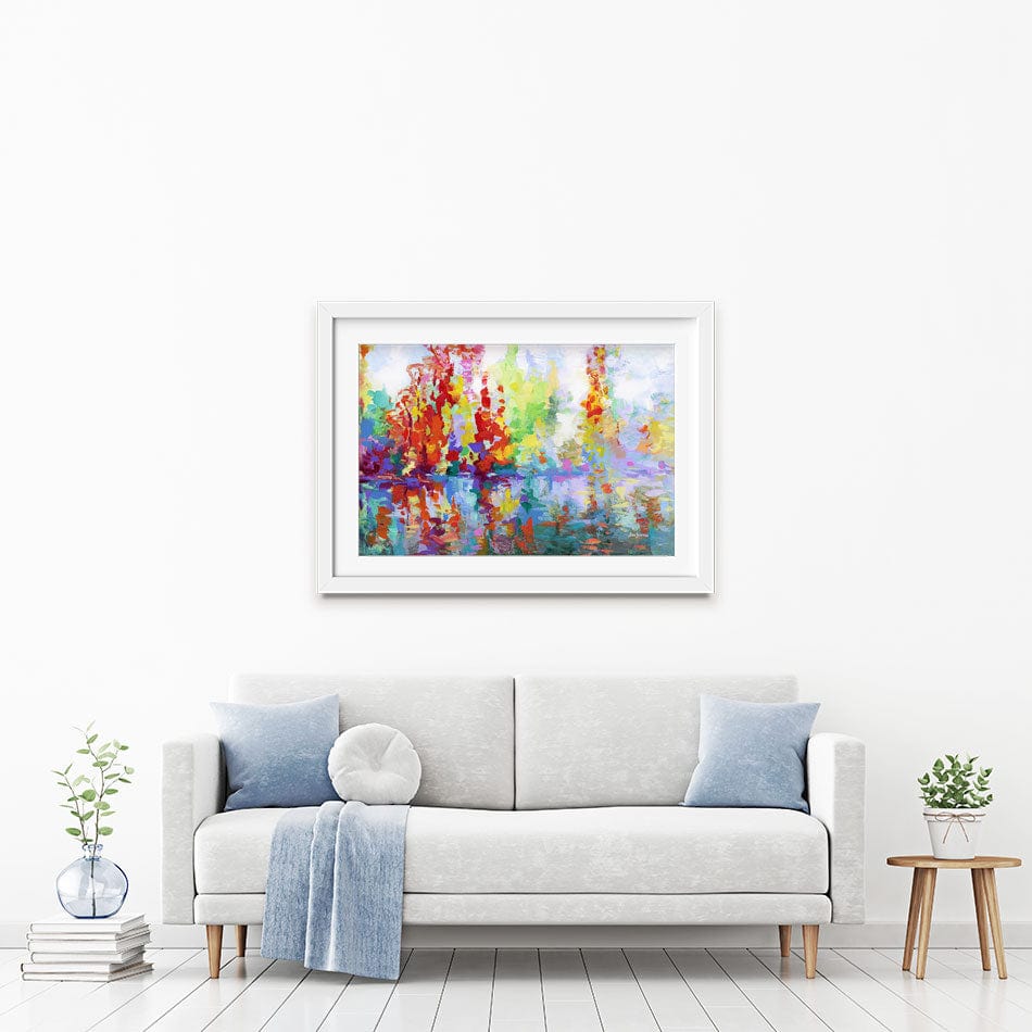 Colourful Forest By The Lake Framed Art Print wall art product Leon Devenice