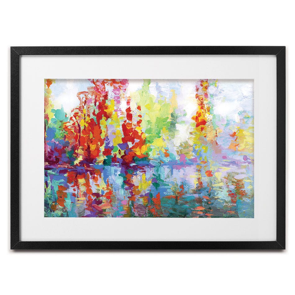 Colourful Forest By The Lake Framed Art Print wall art product Leon Devenice