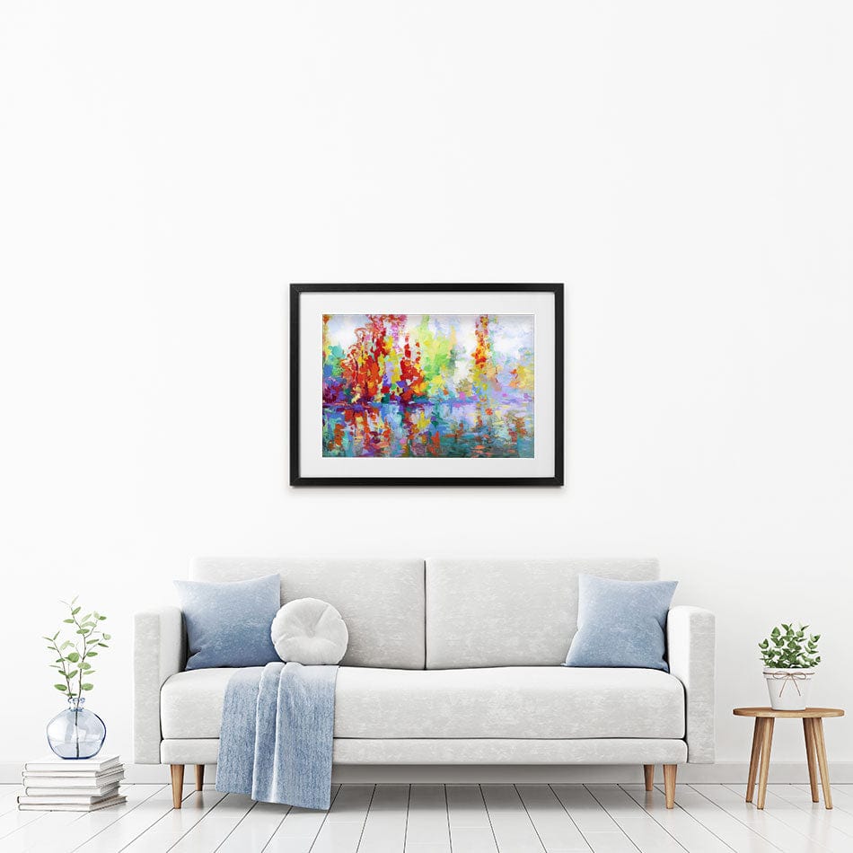 Colourful Forest By The Lake Framed Art Print wall art product Leon Devenice