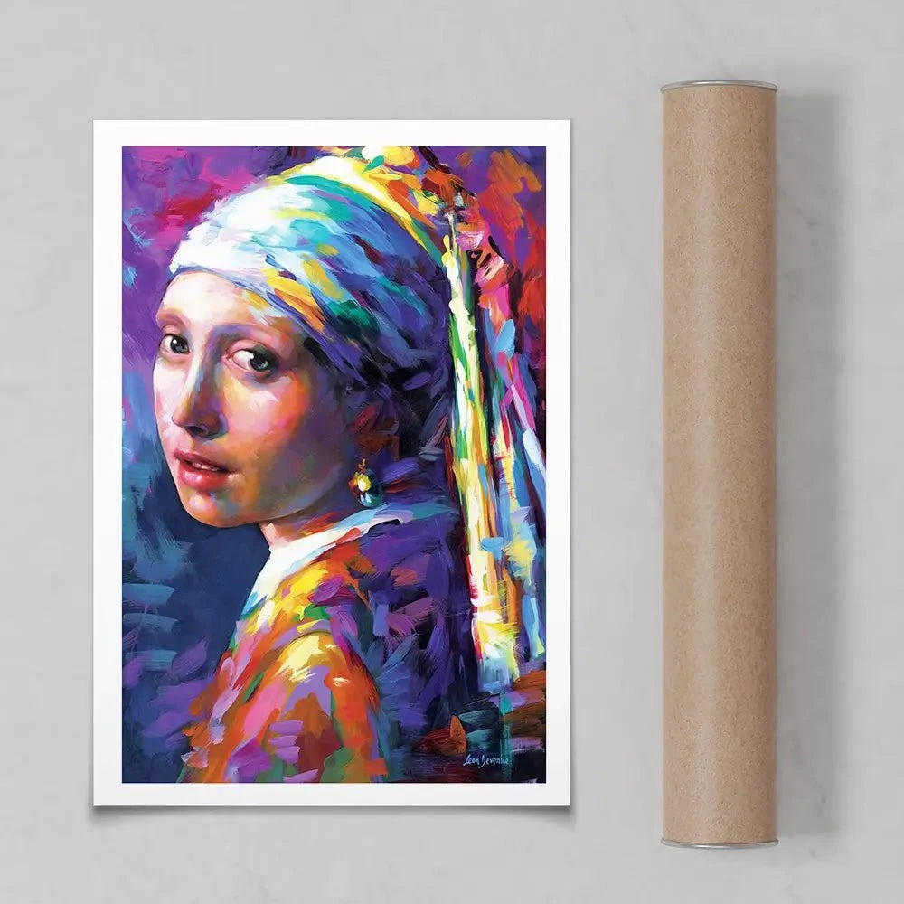 Colourful Girl With A Pearl Earring Art Print Colourful Girl With A Pearl Earring Art Print wall art product Leon Devenice