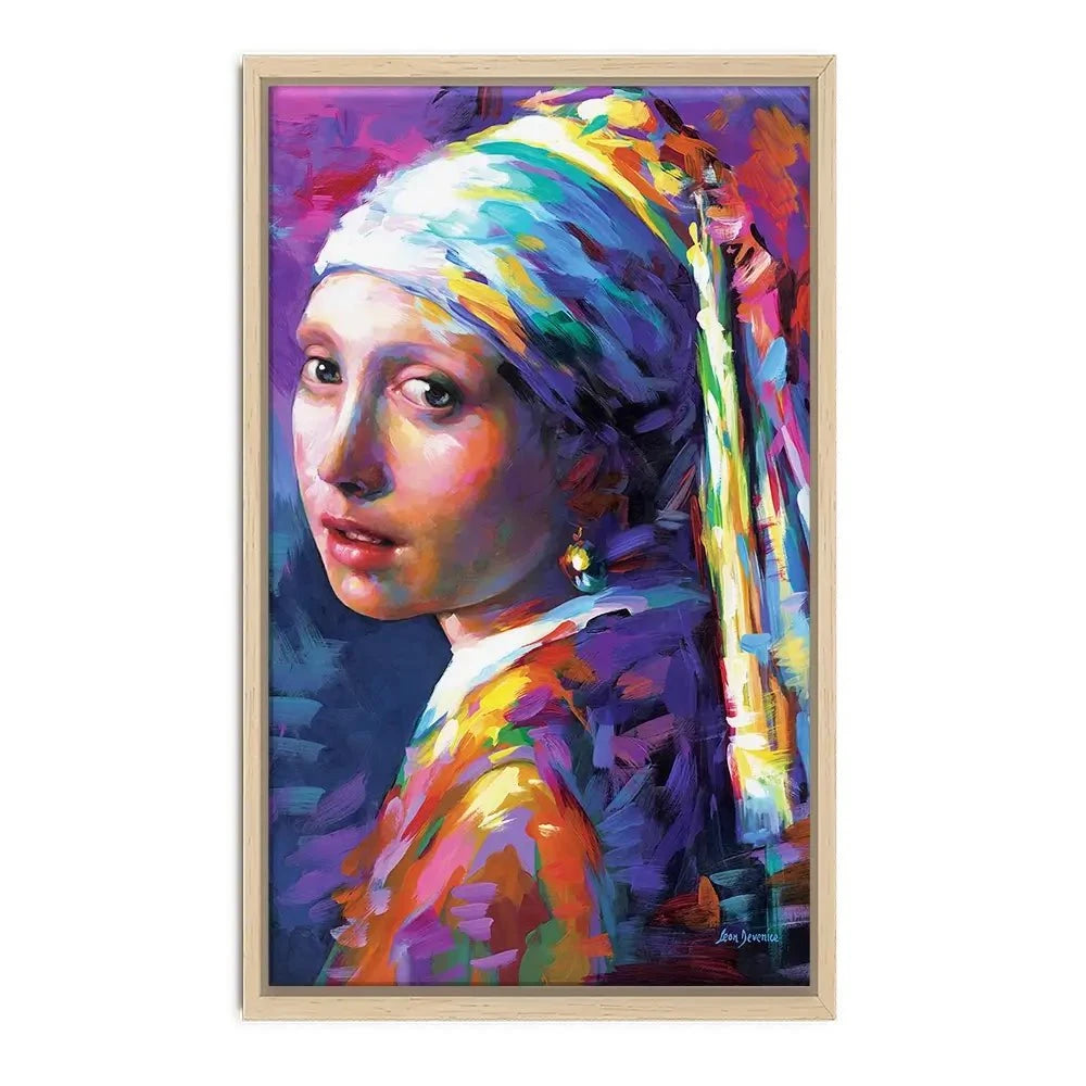 Colourful Girl With A Pearl Earring Canvas Print Colourful Girl With A Pearl Earring Canvas Print wall art product Leon Devenice