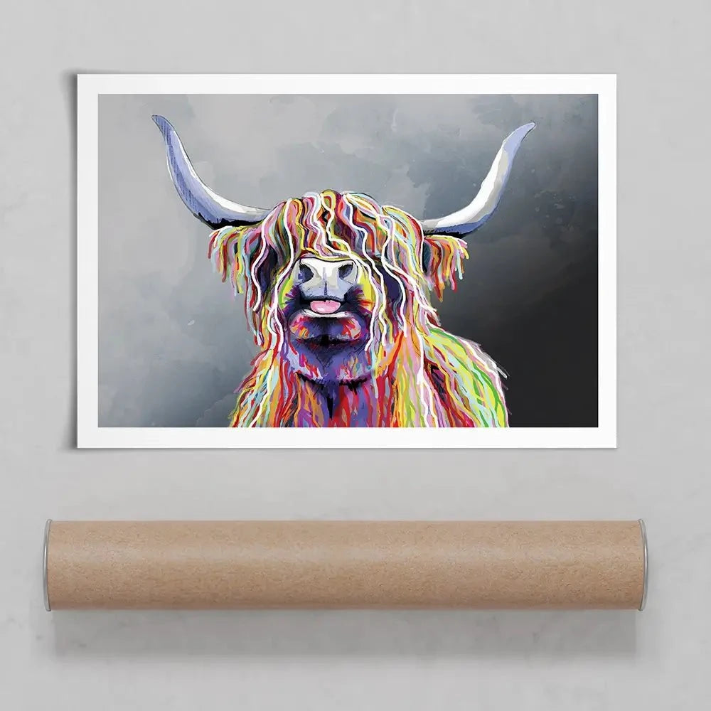 Colourful Highland Coo Art Print Colourful Highland Coo Art Print wall art product Independent