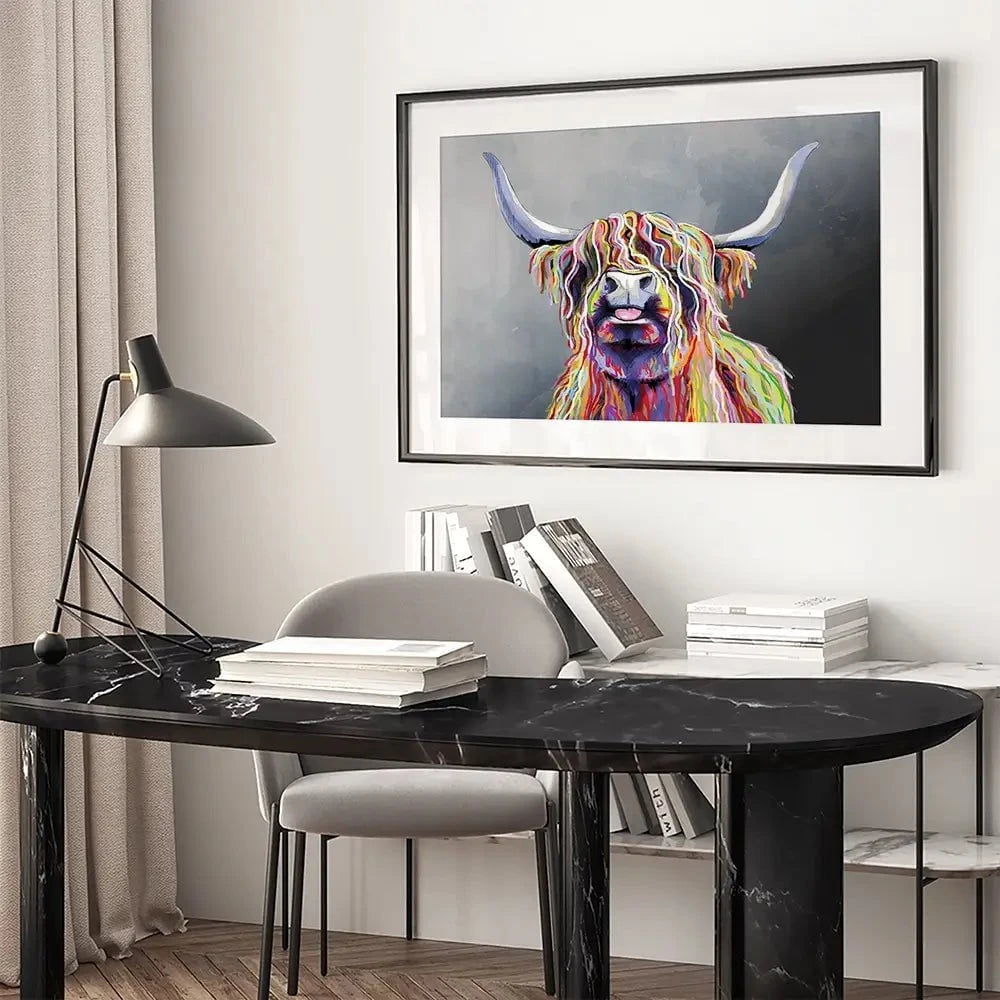 Colourful Highland Coo Framed Art Print Colourful Highland Coo Framed Art Print wall art product Independent
