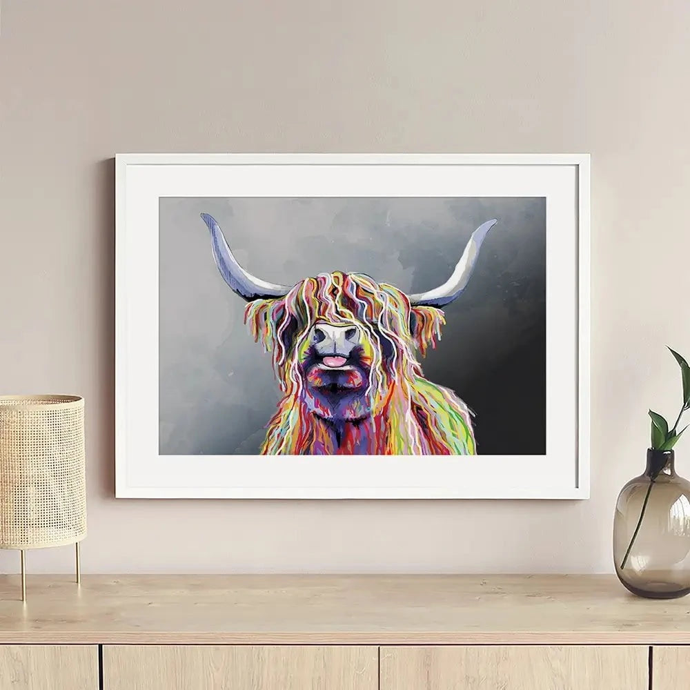 Colourful Highland Coo Framed Art Print Colourful Highland Coo Framed Art Print wall art product Independent