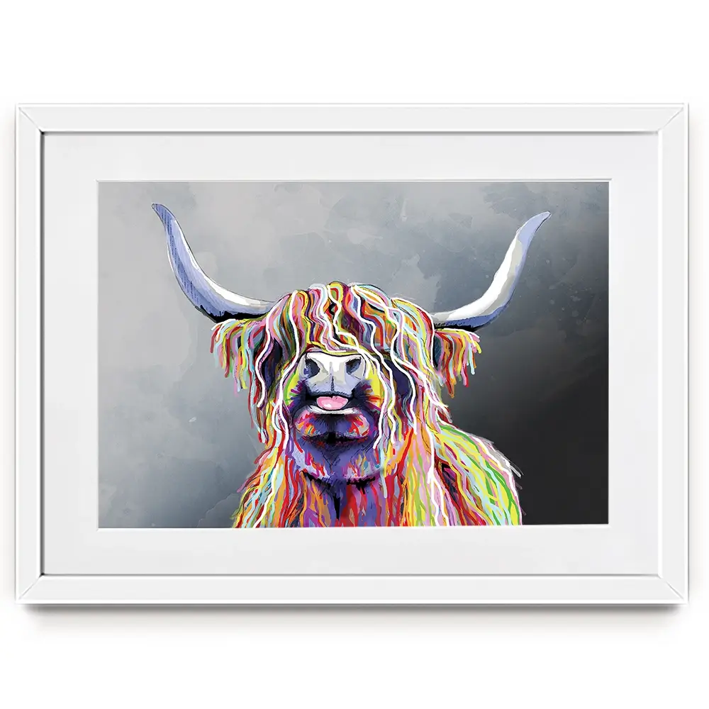 Colourful Highland Coo Framed Art Print Colourful Highland Coo Framed Art Print wall art product Independent