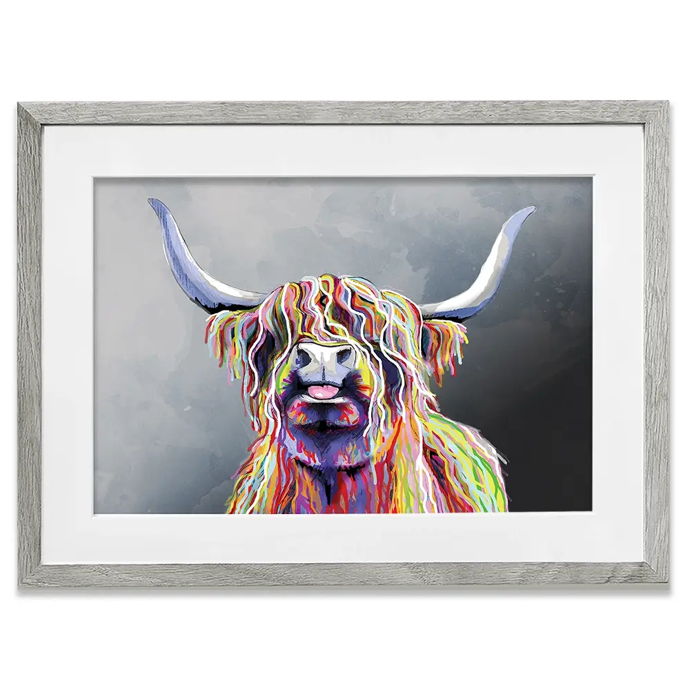 Colourful Highland Coo Framed Art Print Colourful Highland Coo Framed Art Print wall art product Independent
