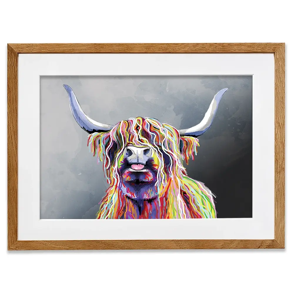 Colourful Highland Coo Framed Art Print Colourful Highland Coo Framed Art Print wall art product Independent