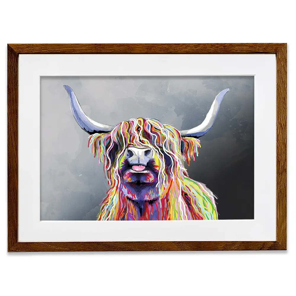 Colourful Highland Coo Framed Art Print Colourful Highland Coo Framed Art Print wall art product Independent
