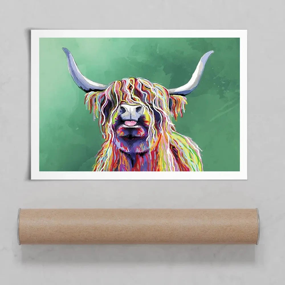 Colourful Highland Cow Art Print Colourful Highland Cow Art Print wall art product Independent