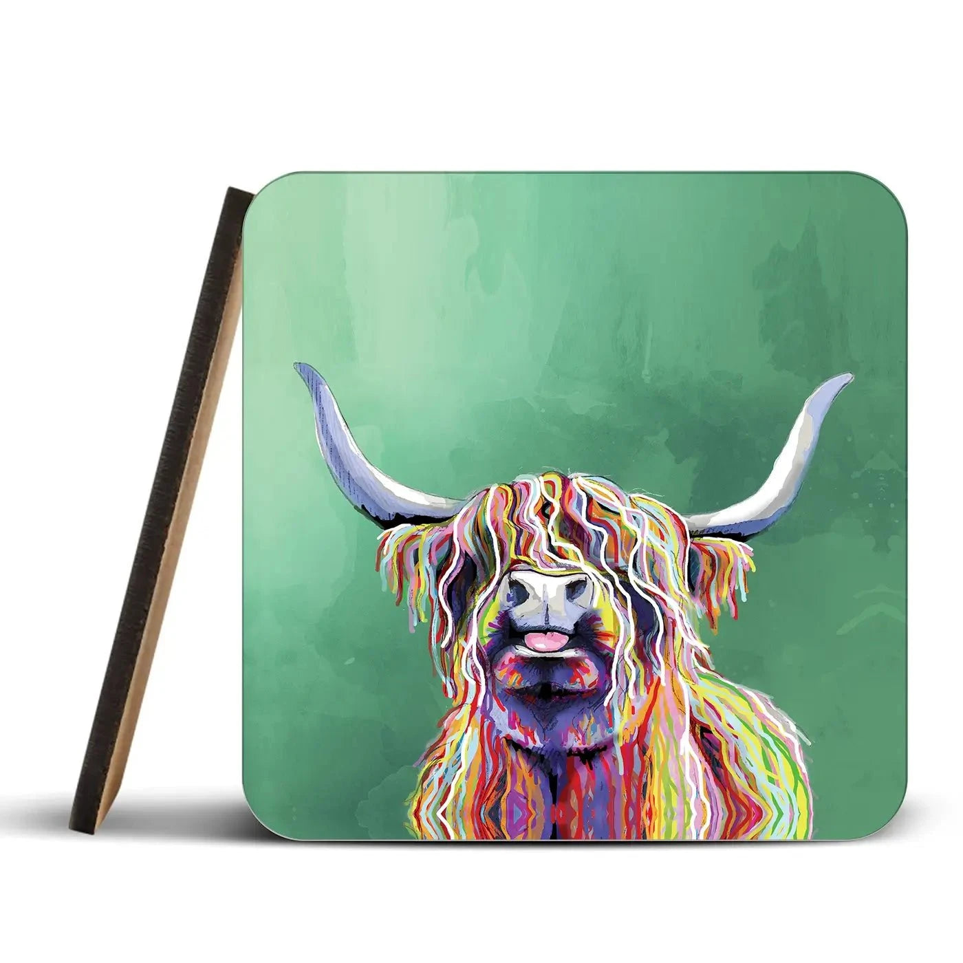 Colourful Highland Cow Coaster Set Colourful Highland Cow Coaster Set wall art product Independent