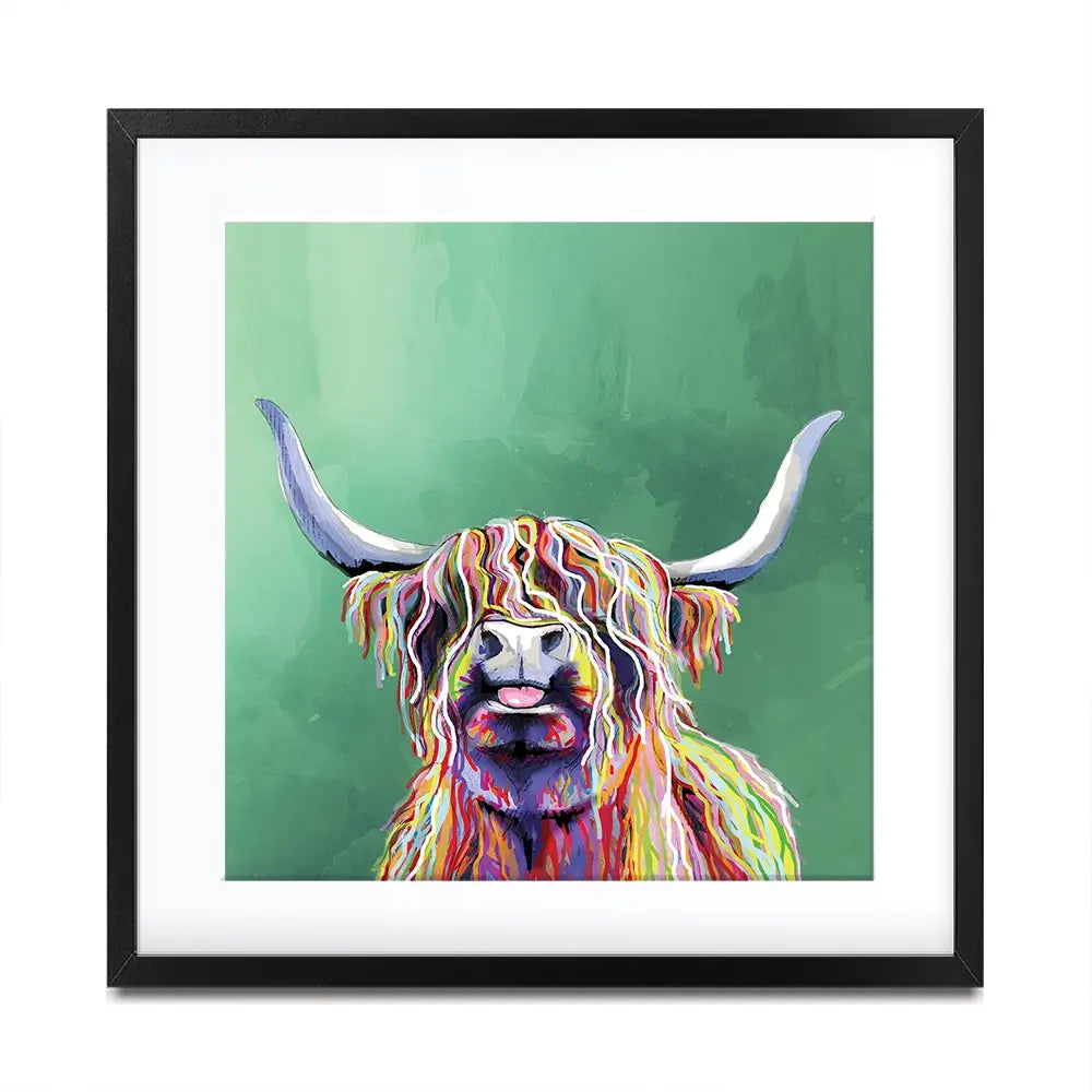 Colourful Highland Cow Square Framed Art Print Colourful Highland Cow Square Framed Art Print wall art product Independent