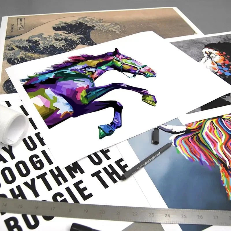 Colourful Horse Running Art Print Colourful Horse Running Art Print wall art product rainbow zoo / Shutterstock