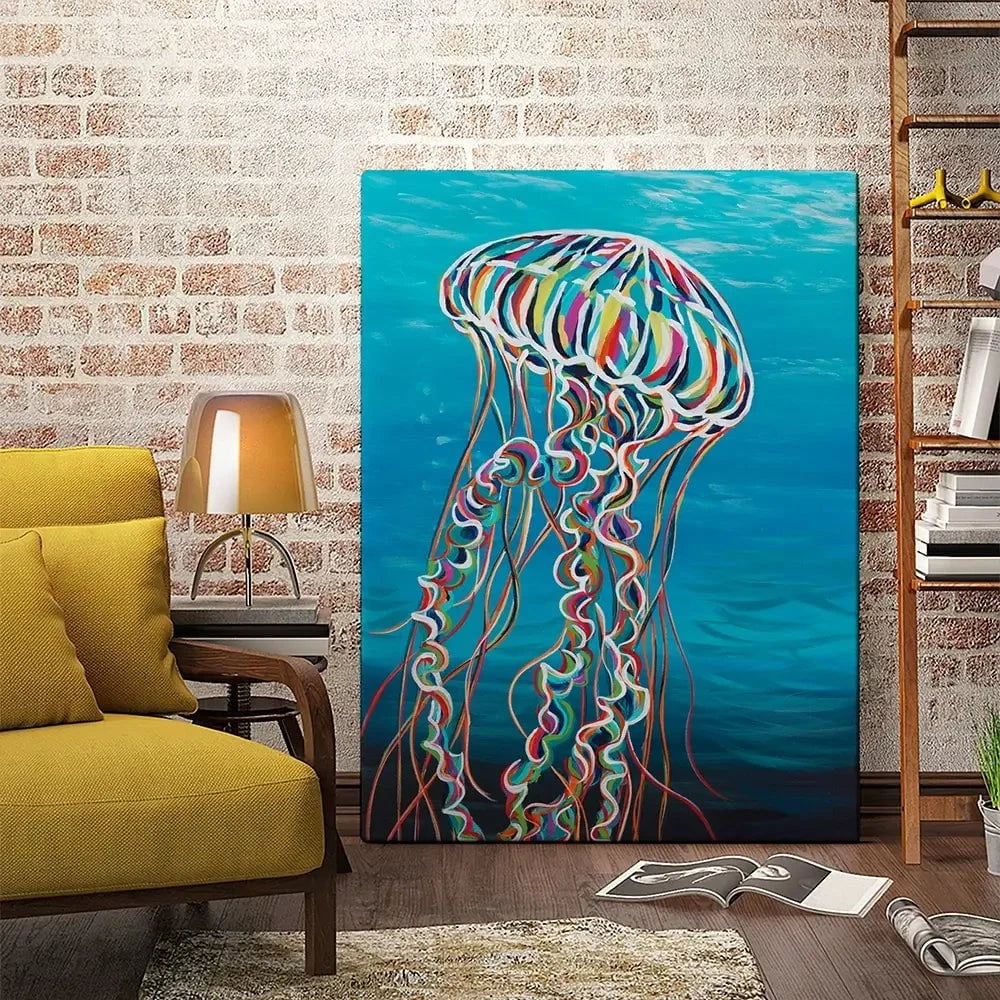 Colourful Jellyfish Canvas Print Colourful Jellyfish Canvas Print wall art product Carolee Vitaletti