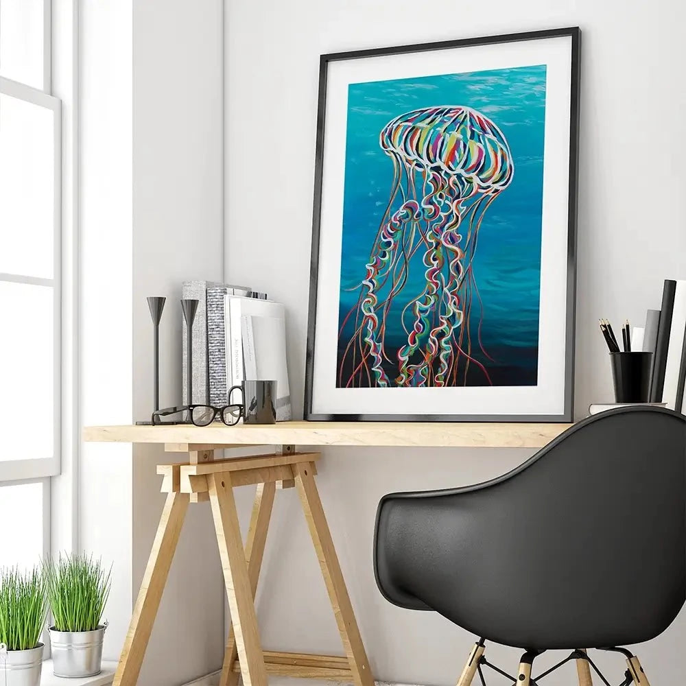 Colourful Jellyfish Framed Art Print Colourful Jellyfish Framed Art Print wall art product Carolee Vitaletti