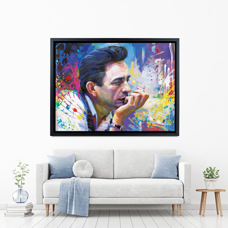Colourful Johnny Cash Canvas Print wall art product Leon Devenice