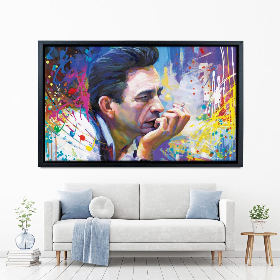 Colourful Johnny Cash Canvas Print wall art product Leon Devenice
