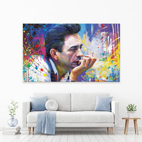 Colourful Johnny Cash Canvas Print wall art product Leon Devenice