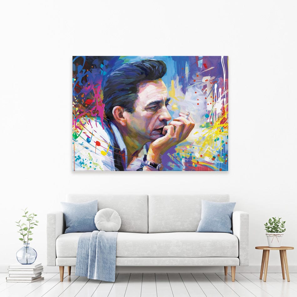 Colourful Johnny Cash Canvas Print wall art product Leon Devenice