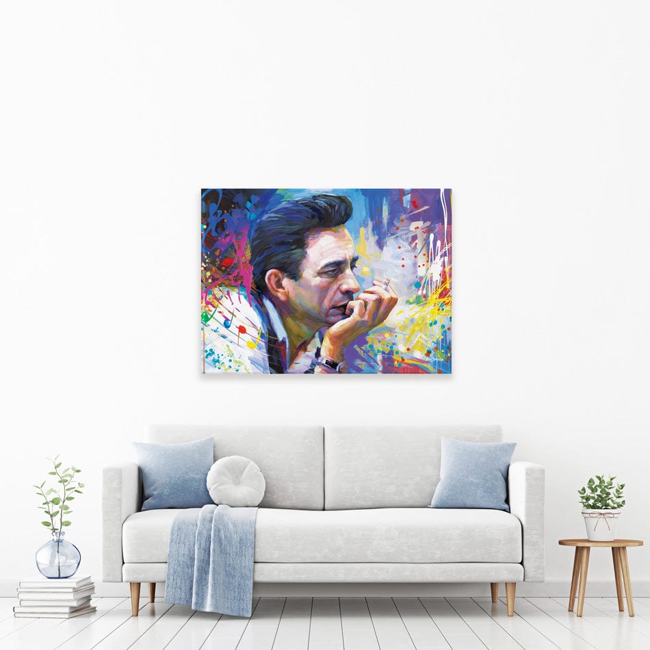 Colourful Johnny Cash Canvas Print wall art product / Shutterstock