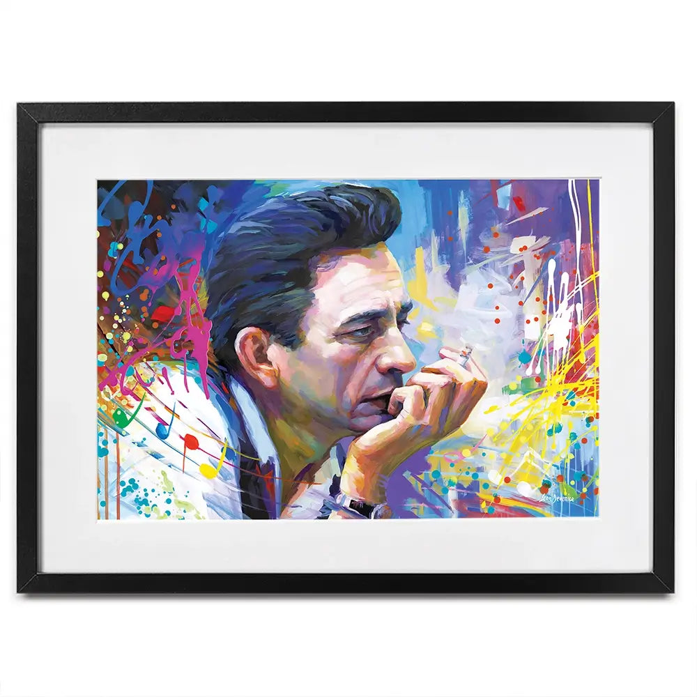 Colourful Johnny Cash Framed Art Print Colourful Johnny Cash Framed Art Print wall art product Leon Devenice