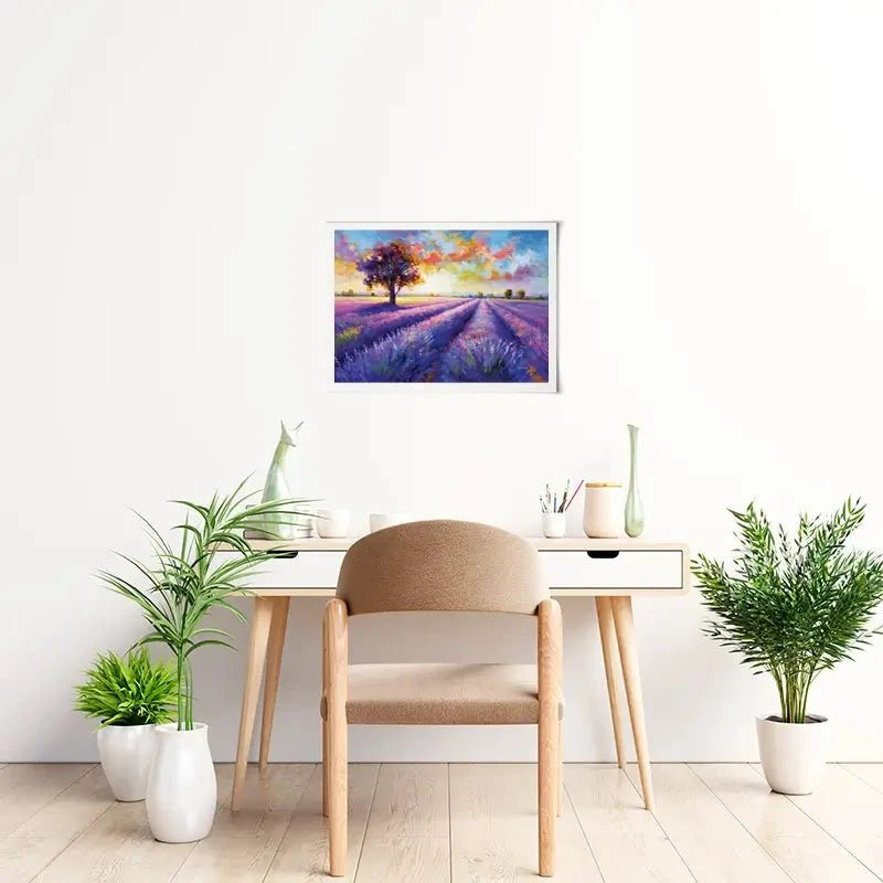 Colourful Lavender Field Art Print Colourful Lavender Field Art Print wall art product Leon Devenice