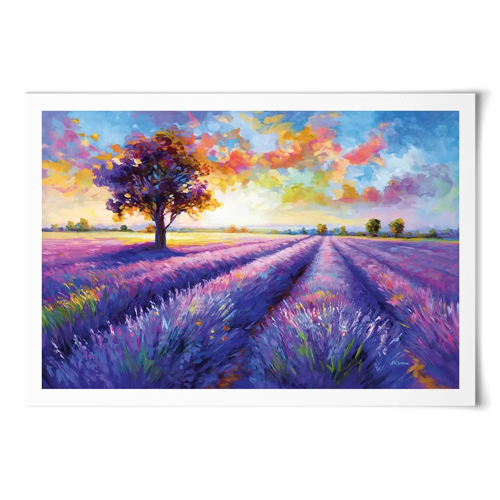 Colourful Lavender Field Art Print Colourful Lavender Field Art Print wall art product Leon Devenice