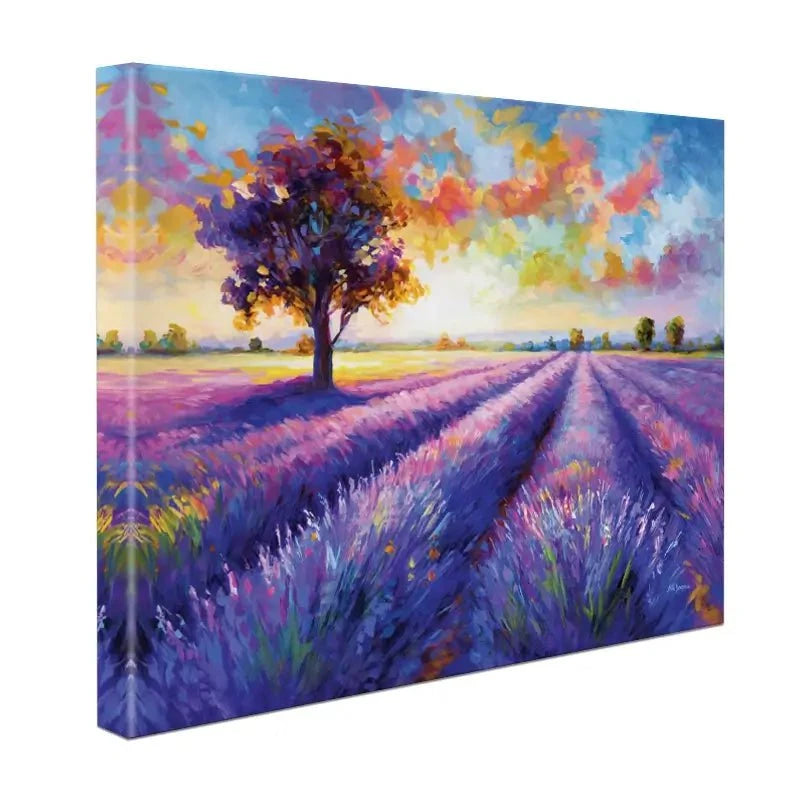 Colourful Lavender Field Canvas Print Colourful Lavender Field Canvas Print wall art product Leon Devenice