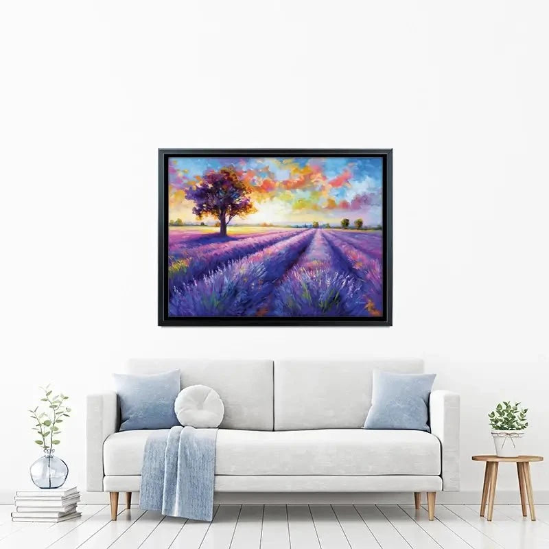 Colourful Lavender Field Canvas Print Colourful Lavender Field Canvas Print wall art product Leon Devenice