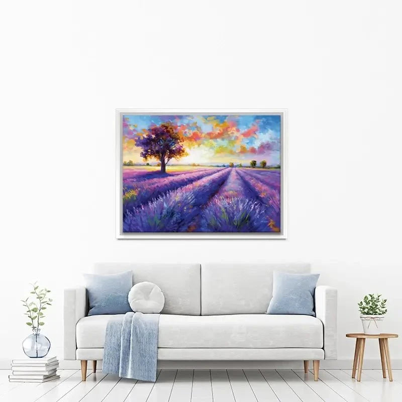 Colourful Lavender Field Canvas Print Colourful Lavender Field Canvas Print wall art product Leon Devenice