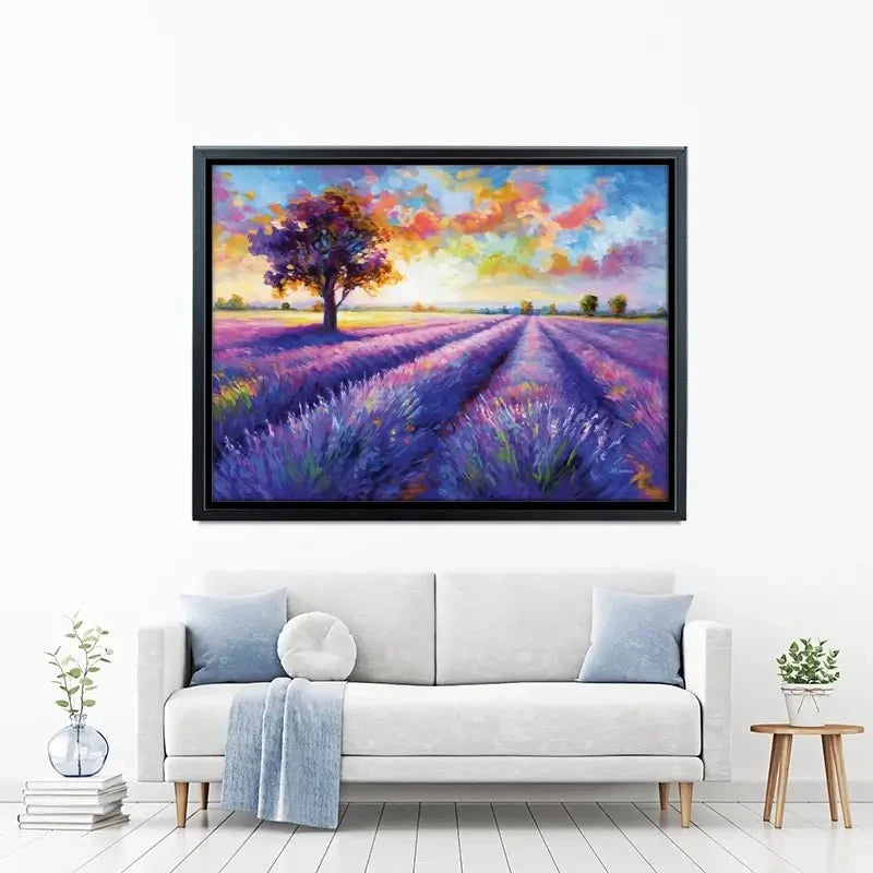Colourful Lavender Field Canvas Print Colourful Lavender Field Canvas Print wall art product Leon Devenice