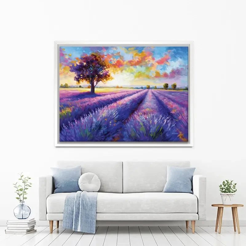 Colourful Lavender Field Canvas Print Colourful Lavender Field Canvas Print wall art product Leon Devenice