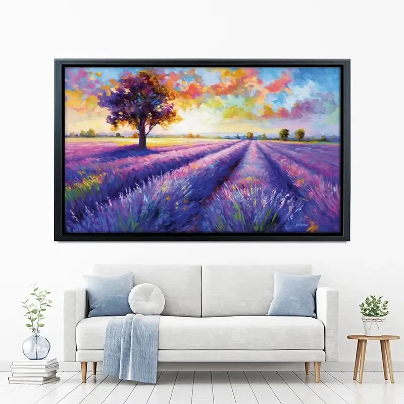 Colourful Lavender Field Canvas Print Colourful Lavender Field Canvas Print wall art product Leon Devenice