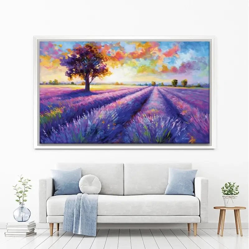Colourful Lavender Field Canvas Print Colourful Lavender Field Canvas Print wall art product Leon Devenice