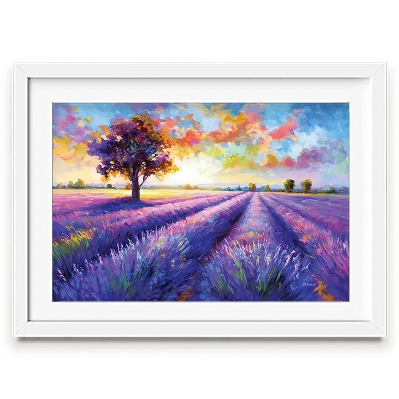 Colourful Lavender Field Framed Art Print Colourful Lavender Field Framed Art Print wall art product Leon Devenice