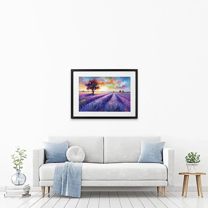 Colourful Lavender Field Framed Art Print Colourful Lavender Field Framed Art Print wall art product Leon Devenice