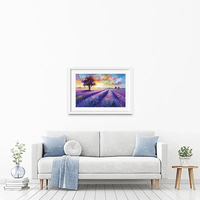 Colourful Lavender Field Framed Art Print Colourful Lavender Field Framed Art Print wall art product Leon Devenice