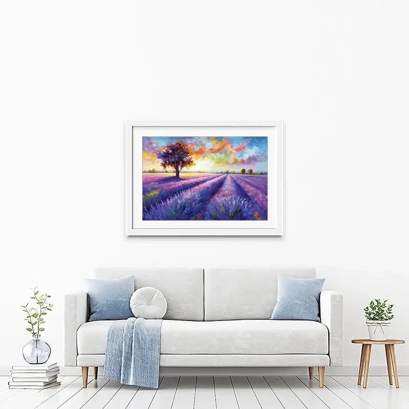 Colourful Lavender Field Framed Art Print Colourful Lavender Field Framed Art Print wall art product Leon Devenice