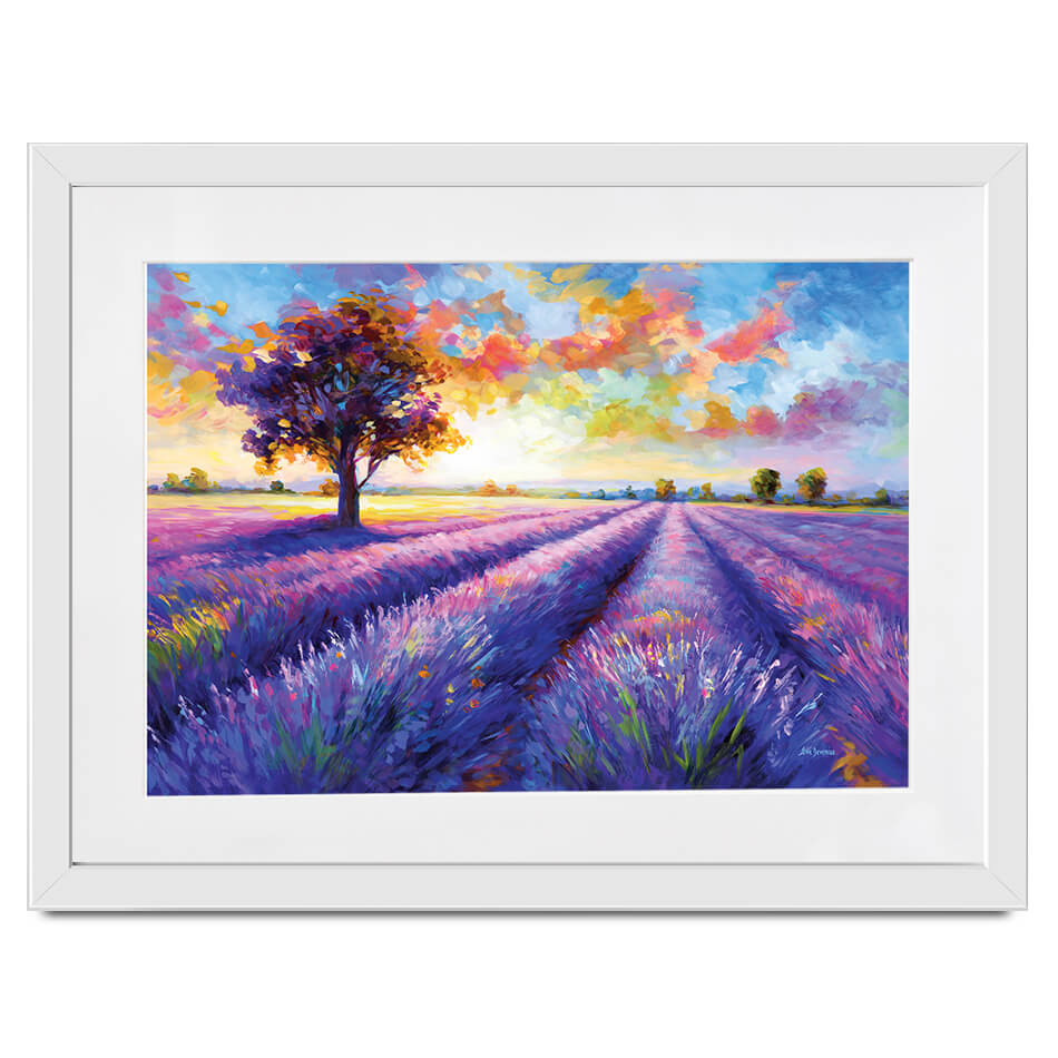 Colourful Lavender Field Framed Art Print Colourful Lavender Field Framed Art Print wall art product Leon Devenice