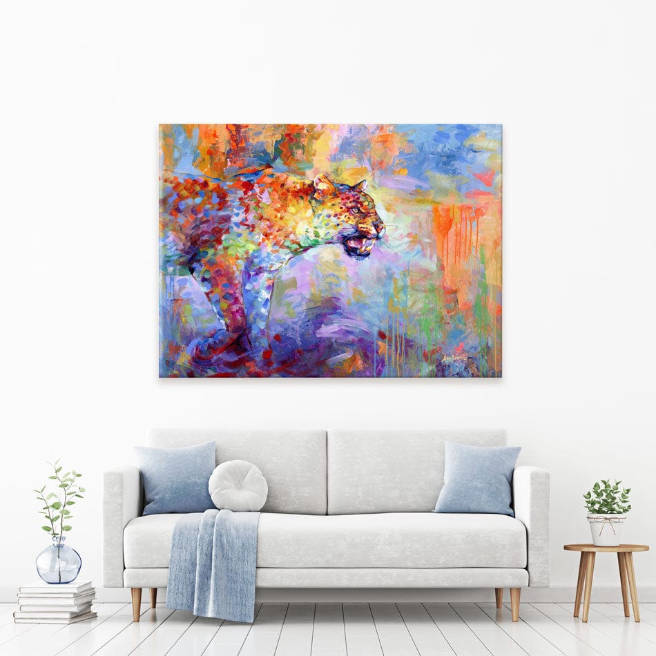 Colourful Leopard Canvas Print wall art product Leon Devenice