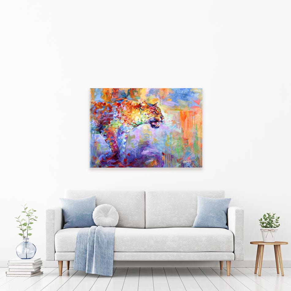 Colourful Leopard Canvas Print wall art product Leon Devenice
