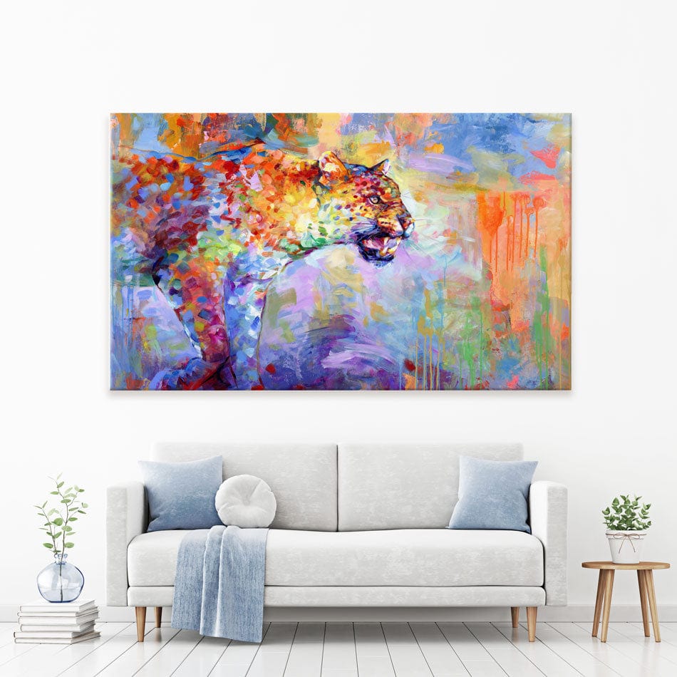 Colourful Leopard Canvas Print wall art product Leon Devenice