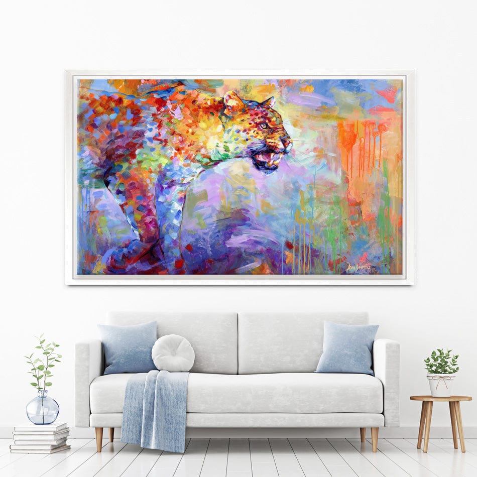Colourful Leopard Canvas Print wall art product Leon Devenice