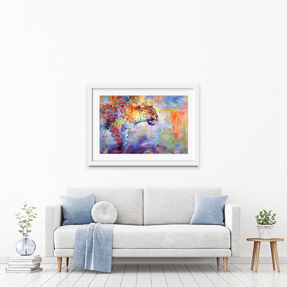 Colourful Leopard Framed Art Print wall art product Leon Devenice
