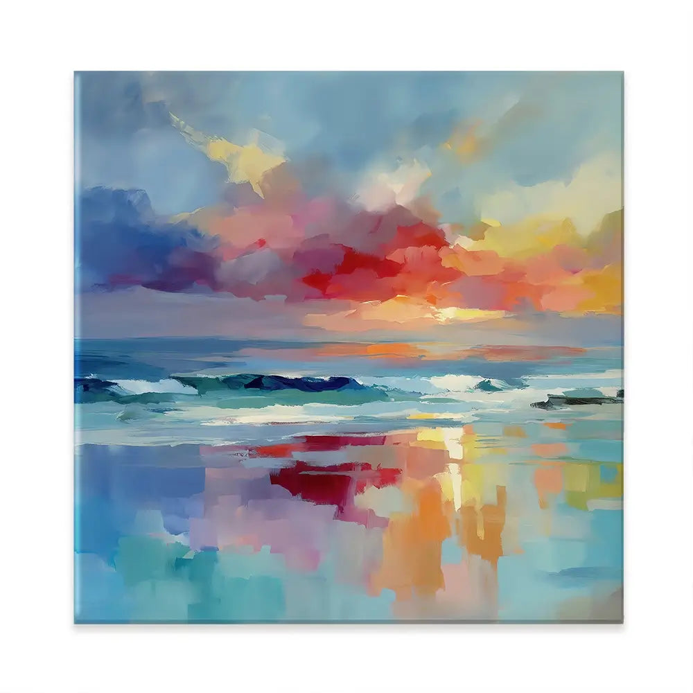 Colourful Ocean Shore Square Canvas Print Colourful Ocean Shore Square Canvas Print wall art product Leon Devenice