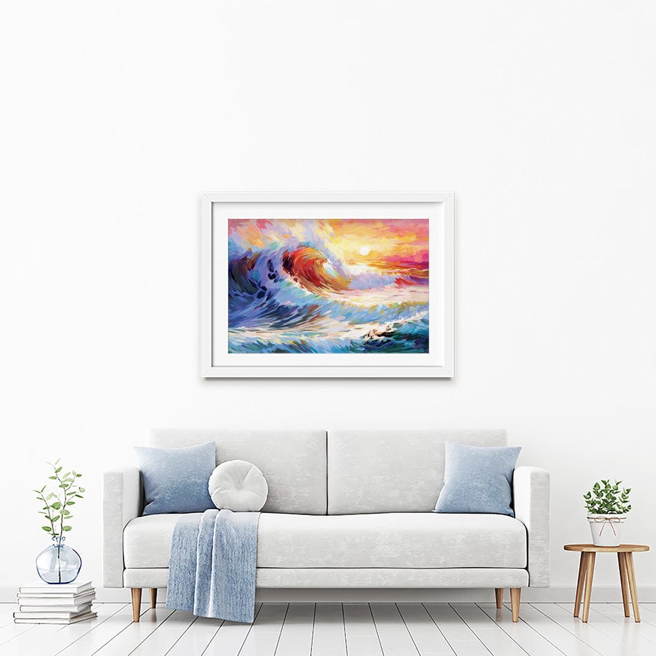 Colourful Ocean Waves In California Framed Art Print wall art product Leon Devenice