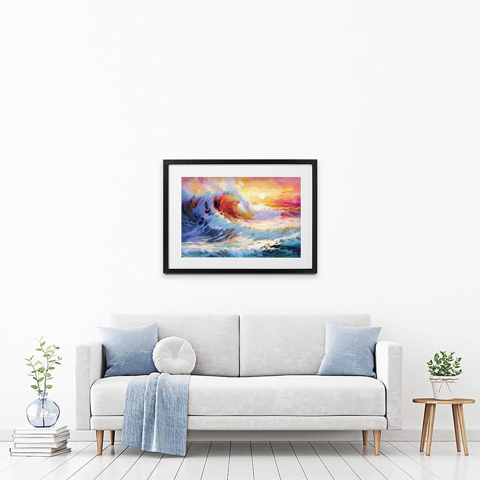 Colourful Ocean Waves In California Framed Art Print wall art product Leon Devenice